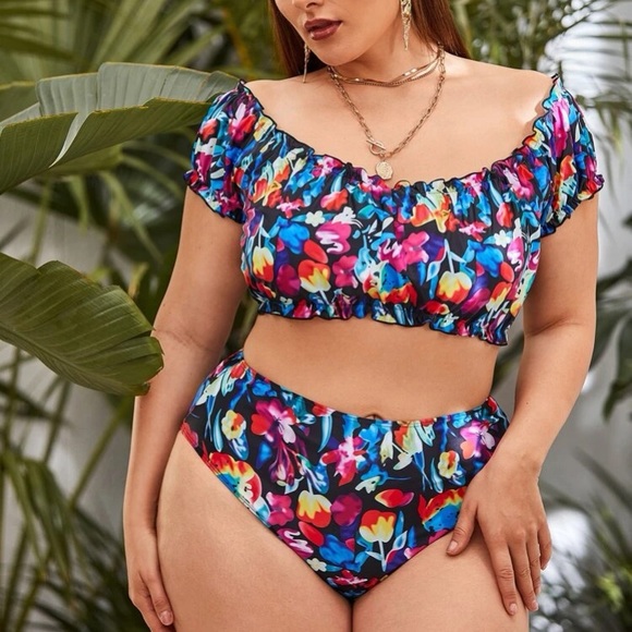Floral graphic frill trim bikini - Picture 5 of 6
